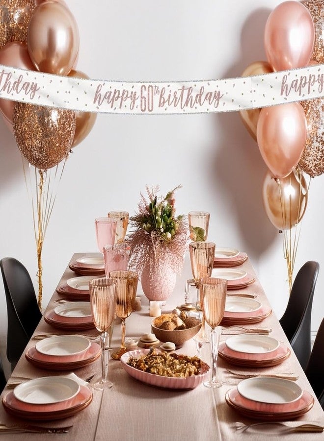 Unique Party Happy 60th Birthday' Rose Gold Glitz Foil Banner, 9 ft. (1 Count) - Ideal for Celebrations, Photo Booth Backdrop & Wall Decoration - Image 4
